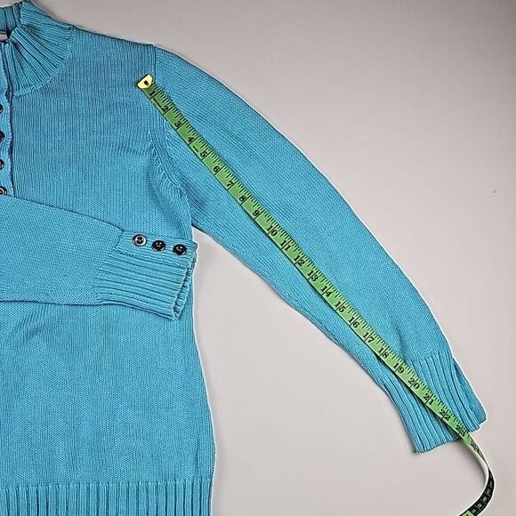 Croft‎ & Barrow Blue High Collar Button Long Sleeve Pullover Knit Sweater Size L - Picture 8 of 8